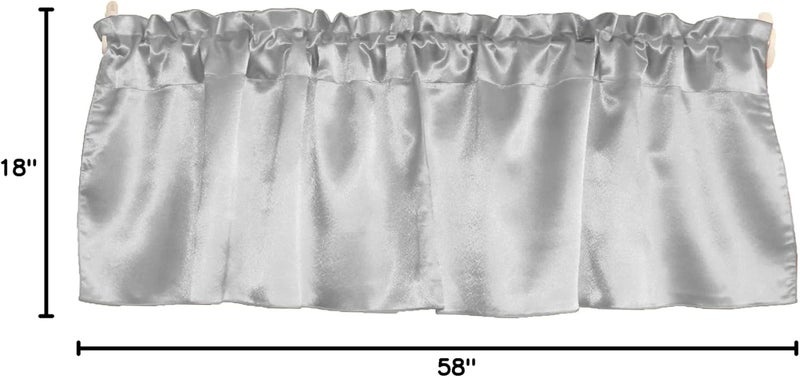 Zen Creative Designs Solid Shiny Satin Window Valance Home Décor Bedroom Nursery Kitchen Window (58" Wide x 18" Long, Silver) - Image 3